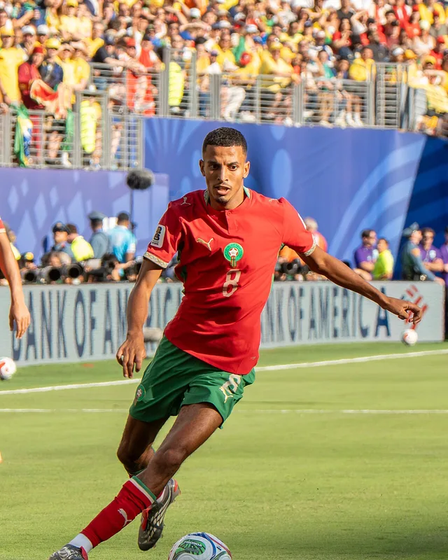 Azzedine Ounahi controlling the ball for Morocco at the 2026 World Cup